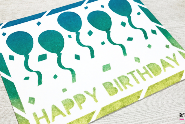 Ink Blending Custom Birthday Stencil Balloon Card