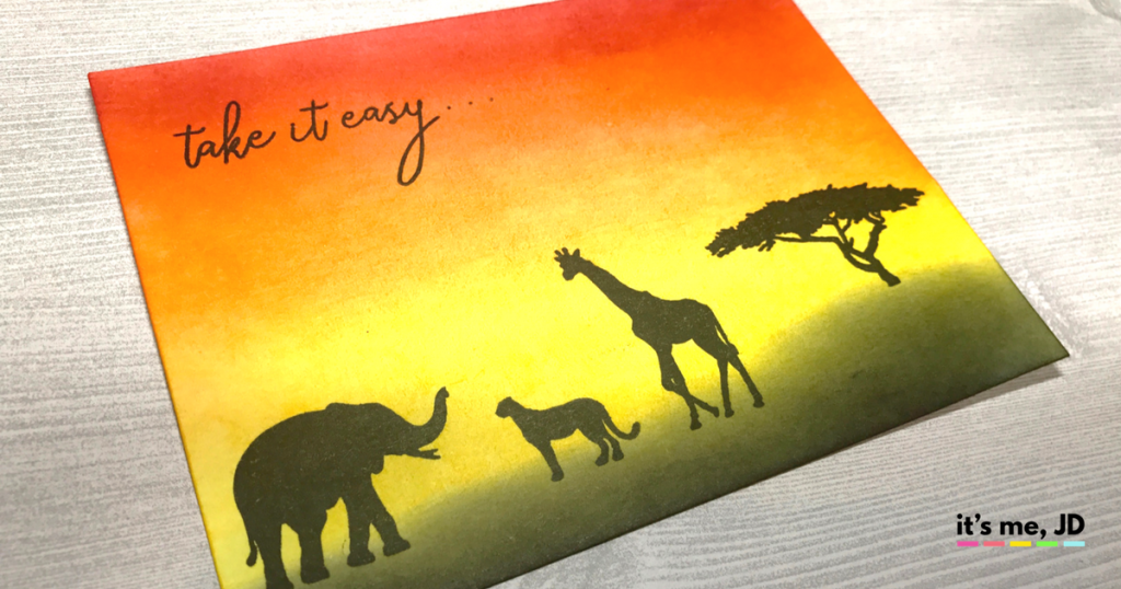 Take it Easy Africa Sunset Sunrise Animal Ink Blending Card