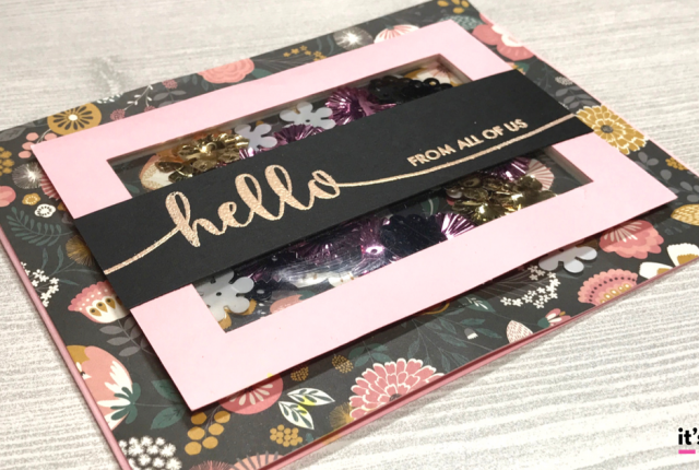 pattern paper shaker flower hello card