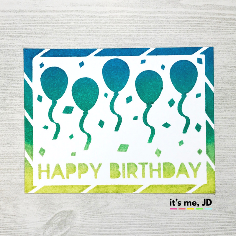 Ink Blending Custom Birthday Stencil Balloon Card