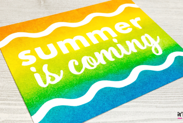 Ink Blending Summer is Coming Card distress ink, pumpkin, citron, Waves, beach