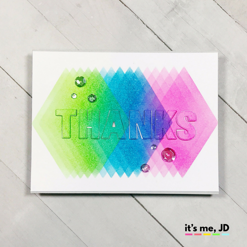 #Cardmaking, #crafts, Modern Thanks Card With Distress Ink Blended Diamonds, Card Making, 