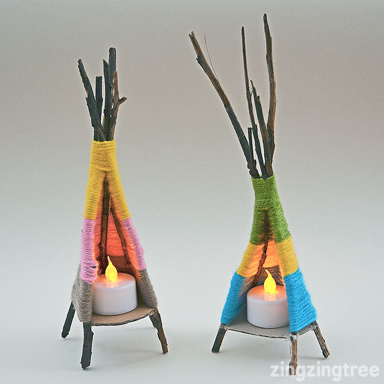Grab yourself some sticks, yarn and cardboard, glue gun and make this wonderful Yarn Craft Teepee, Tea Light Holder. They are beautiful as decorations, table lights, festival accessories or just to play with.