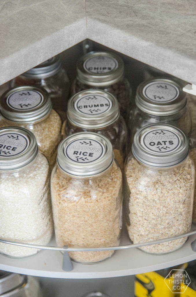 Mason Jars are great alternatives to expensive storage containers and look adorable with these lid labels.