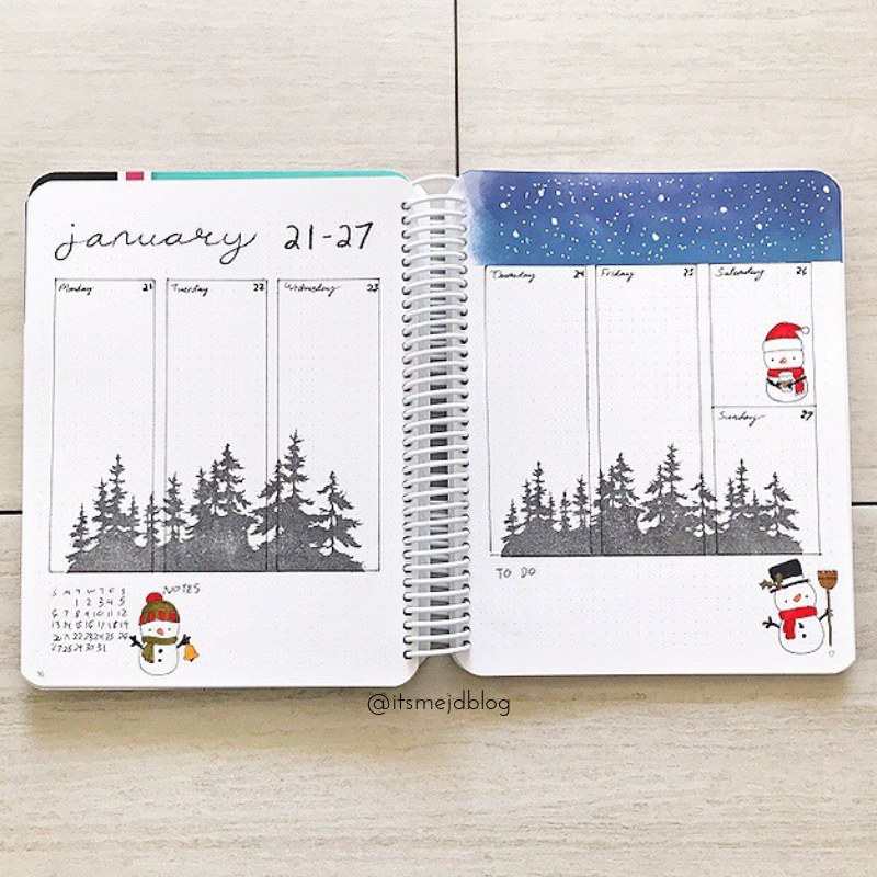January Bullet Journal Cover Winter Snow Mountain