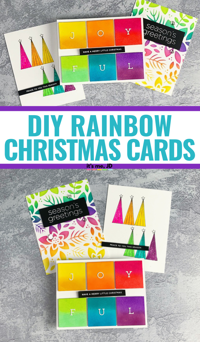 DIY Rainbow Christmas Cards, Modern handmade holiday cards #papercrafts #cardmaking #christmascards #rainbowcards