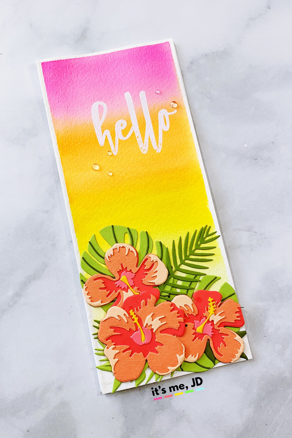 Watercolor slimline tall tropical cards Idea hibiscus